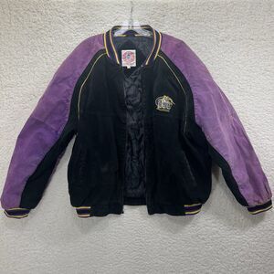 Vintage LSU Tigers Leather Suede Varsity Jacket Purple Black XL Licensed College
